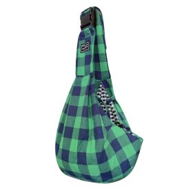 Pet Supplies Red And Black Plaid Shoulder Strap Adjustable Buckle Single-shoulder Bag (Color: Green)